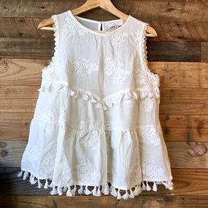 Eri + Ali White Tassel Top